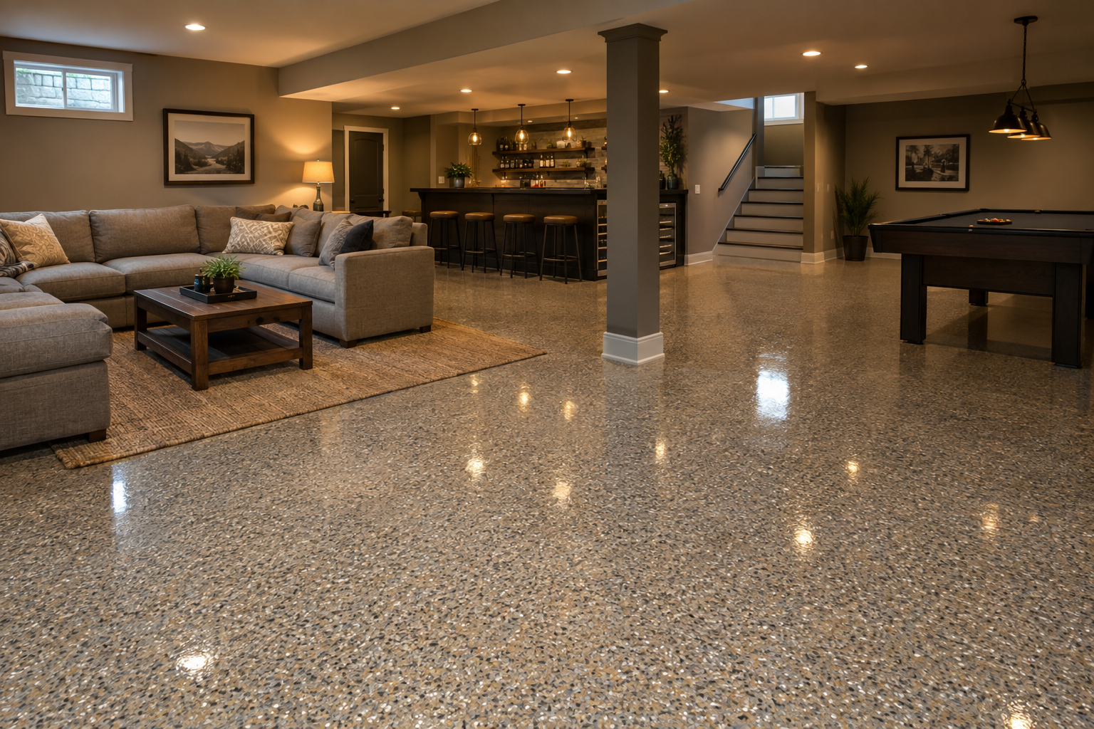Epoxy basement floor