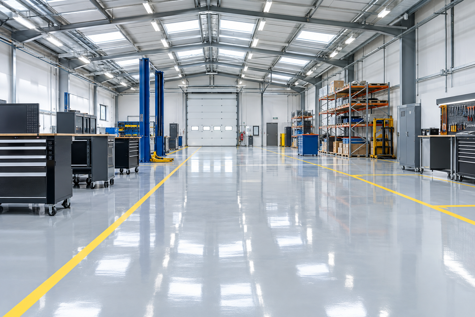 Commercial epoxy shop floor